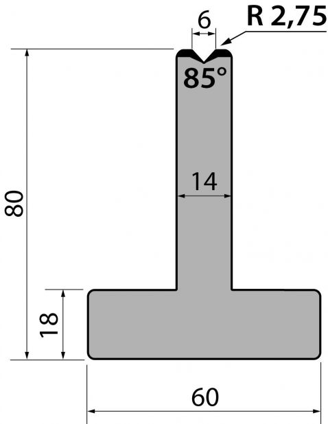 Dyna 85degr V=6mm 835mm 1000kN/m