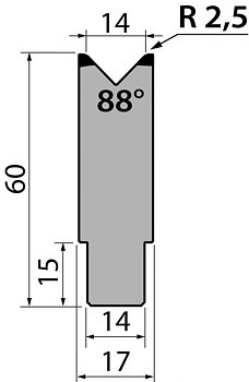 Dyna 88degr V=14mm 805mm Segmenterad 950kN/m