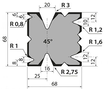Multidyna 45degr 795mm Segmenterad