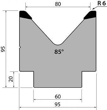 Dyna 85degr V=80mm 415mm 700kN/m