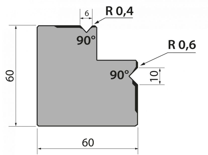 Multidyna 90degr V=6 och V=10 805mm Segmenterad 1000kN/m