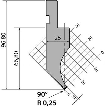 Stans 90degr. R025 835mm 350kN/m
