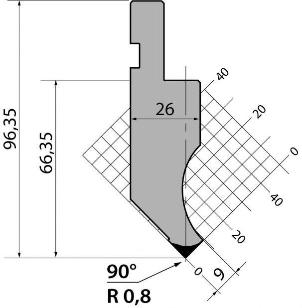 Stans 90degr. R08 835mm 1000kN/m