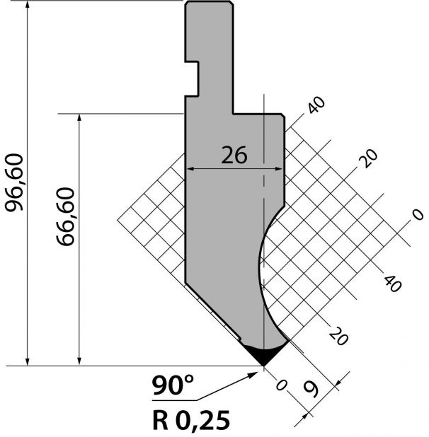 Stans 90degr. R025 805mm Segmenterad 1000kN/m