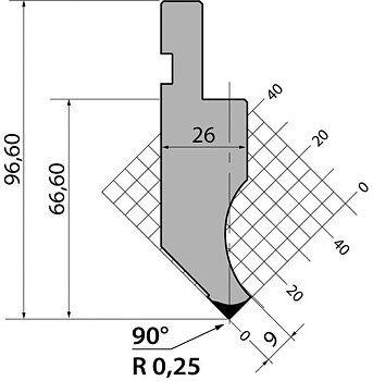 Stans 90degr. R025 835mm 1000kN/m