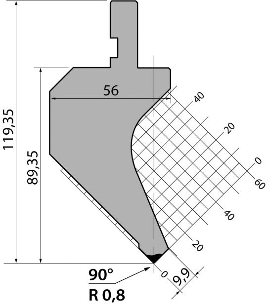 Stans 90degr. R08 415mm 600kN/m