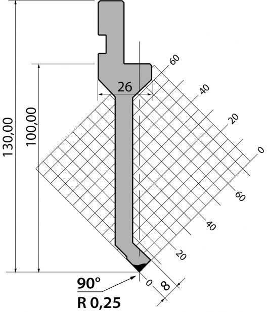 Stans 90degr. R025 835mm 350kN/m