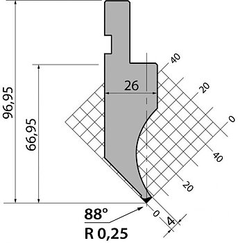 Stans 90degr. R025 805mm Segmenterad 350kN/m