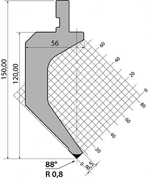 Stans 88degr. R08 835mm 500kN/m