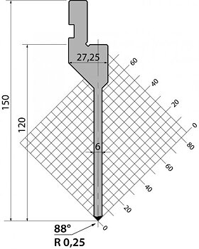 Stans 88degr. R025 805mm Segmenterad 500kN/m