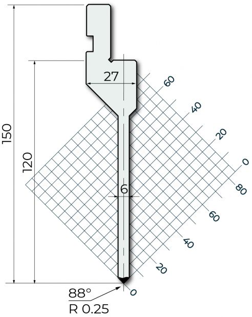 Stans 88degr. R025 795mm Segmenterad 500kN/m