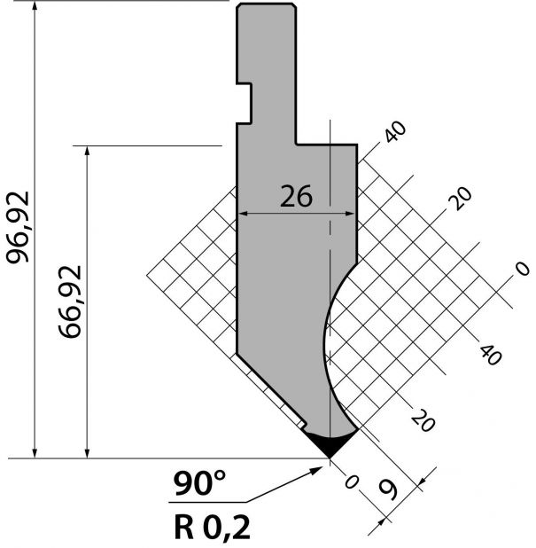 Stans 90degr. R02 805mm Segmenterad 1000kN/m
