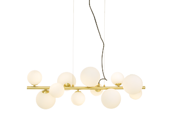 MOLEKYL taklampa L85 11Lampor, matt mässing/vit - Aneta Lighting