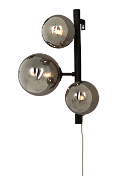 MOLEKYL vägglampa, svart/rök - Aneta Lighting