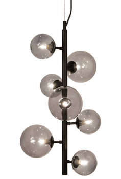 MOLEKYL taklampa lodrät, svart/rök - Aneta Lighting