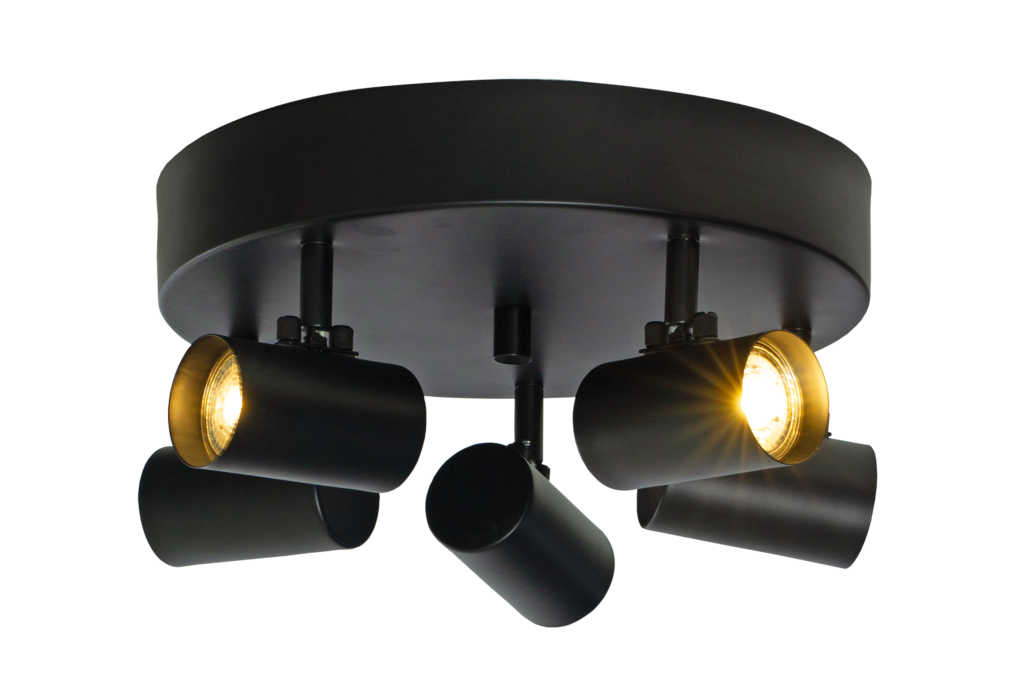 HUGIN takspot 5:a rund svart - Aneta Lighting