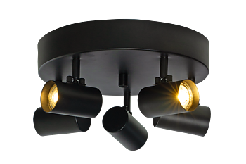 HUGIN takspot 5:a rund svart - Aneta Lighting
