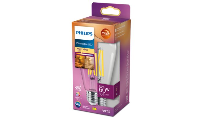 LED Edison 60W (5,9W) E27 Klar Dimbar - Philips - 2