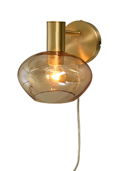 BELL vägglampa, matt mässing/amber - Aneta Lighting