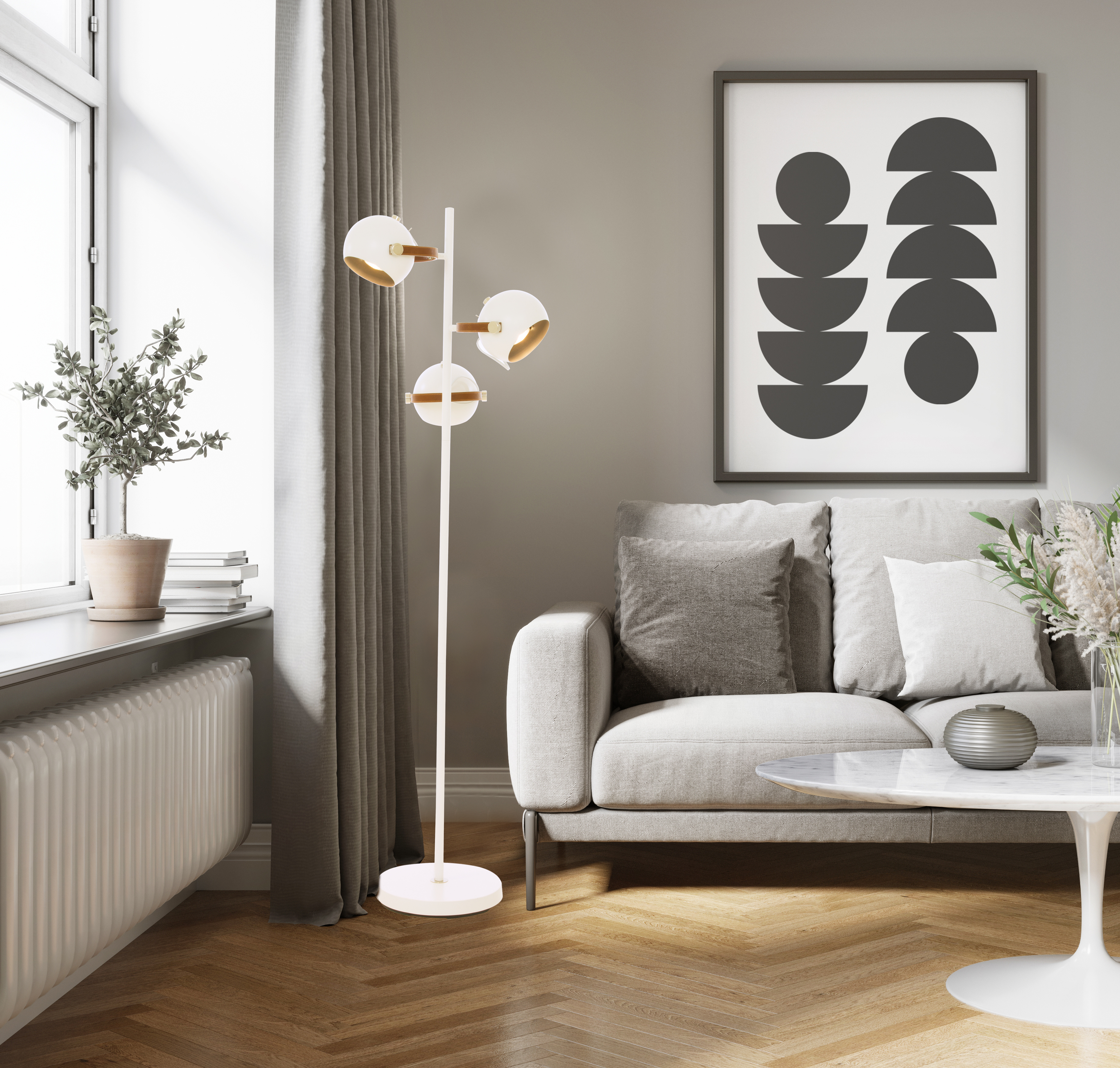 BOW golvlampa. 3-arm, vit - Aneta Lighting - 2