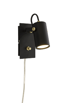 CILINDRO väggspot, svart/matt messing - Aneta Lighting