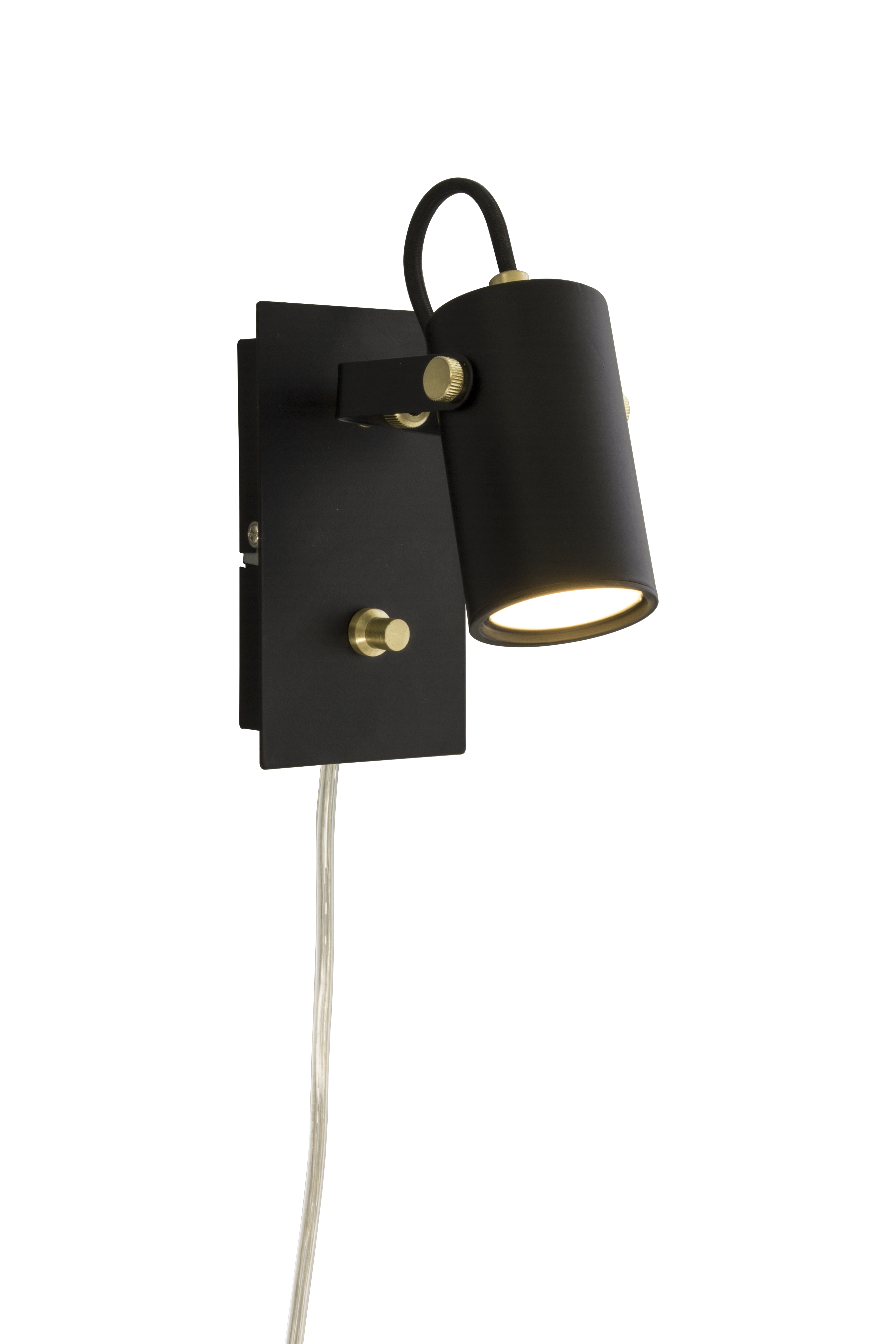 CILINDRO väggspot, svart/matt messing - Aneta Lighting