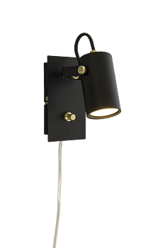 CILINDRO väggspot, svart/matt messing - Aneta Lighting