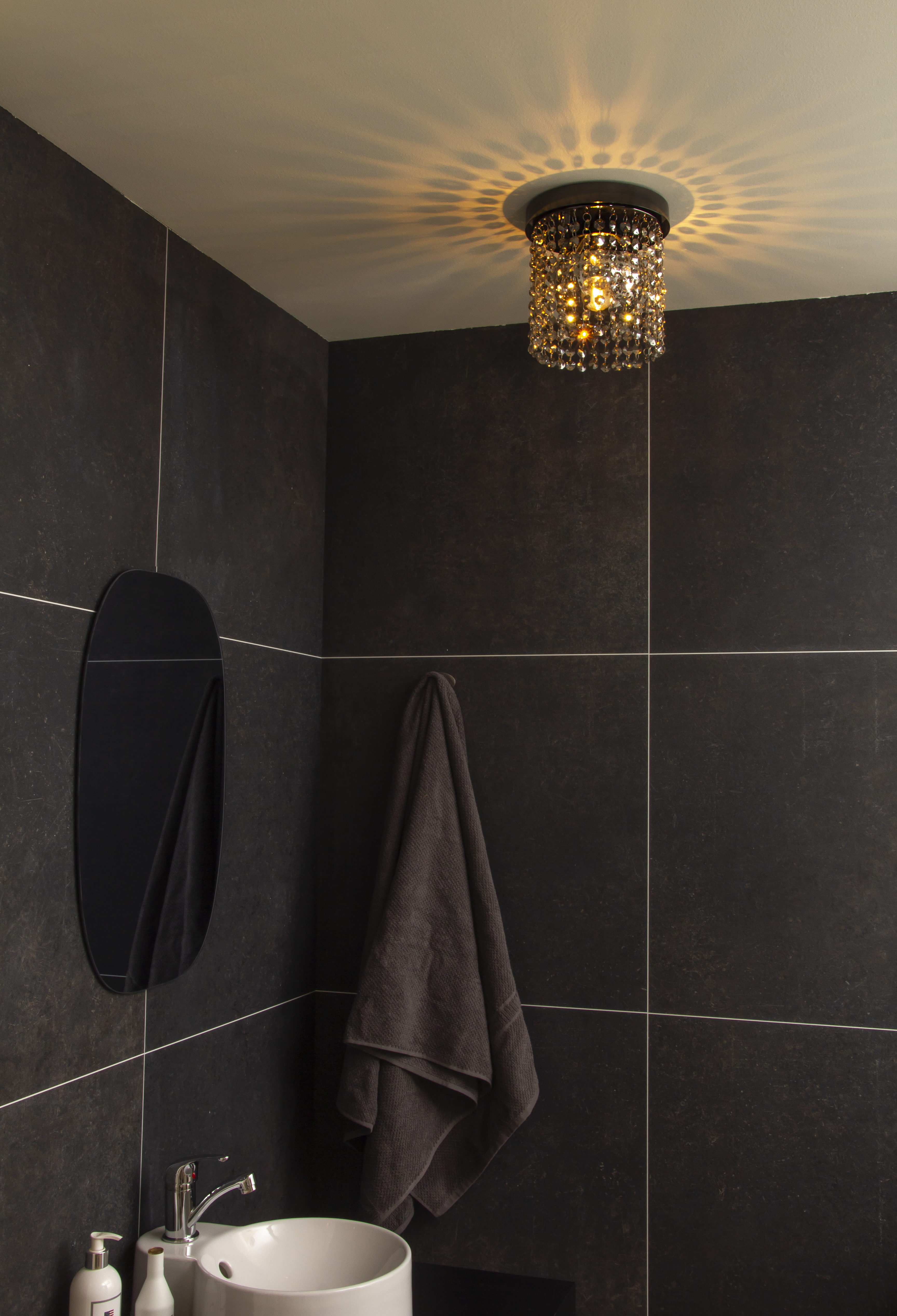 CLAUDIA plafond bad, svartkrom/rök - Aneta Lighting
