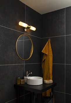 COSENZA vägglampa bad dubbel, matt mässing 44cm - Aneta Lighting