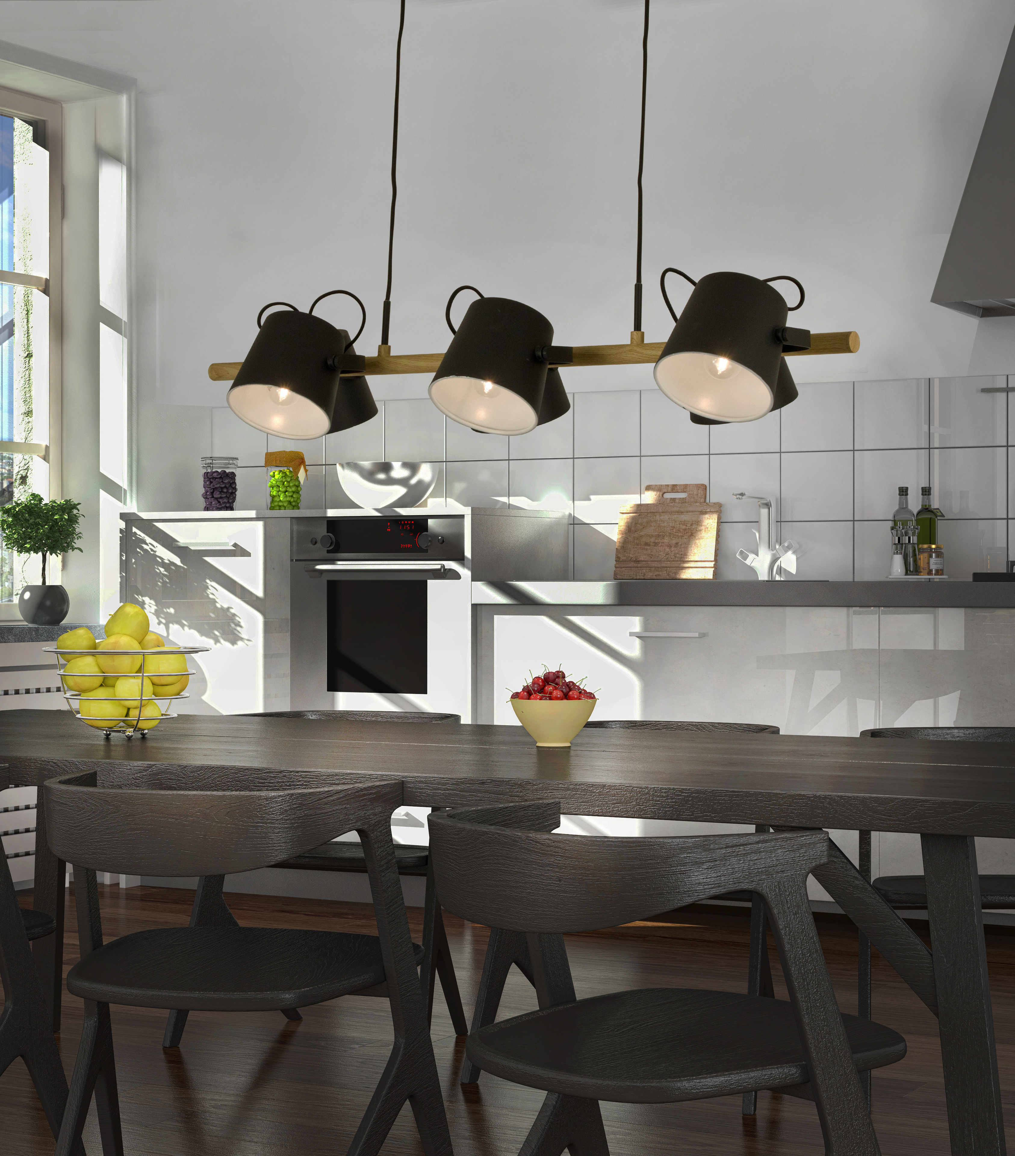 ESPRESSO taklampa 6:a, svart/trä - Aneta Lighting - 2