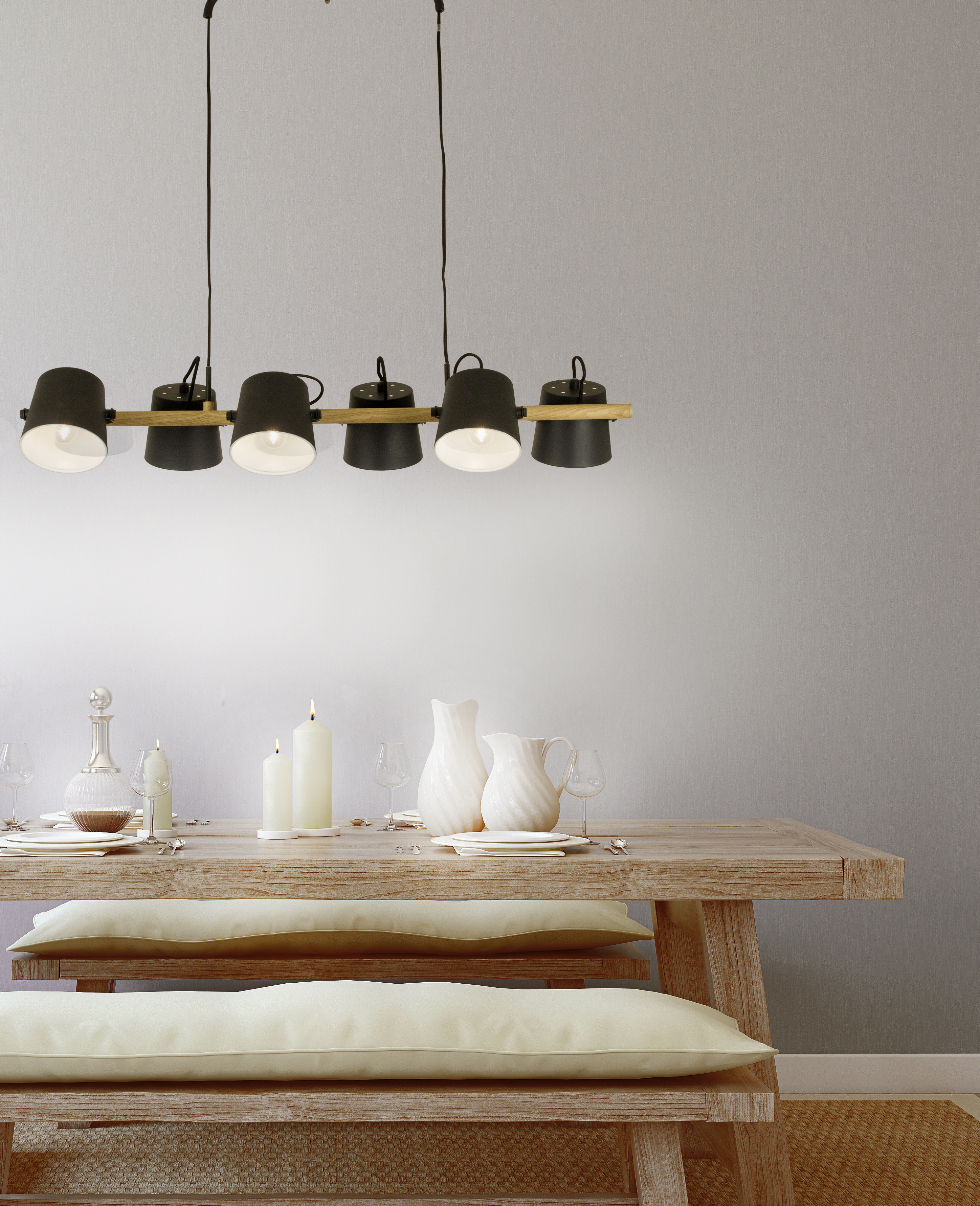 ESPRESSO taklampa 6:a, svart/trä - Aneta Lighting - 3