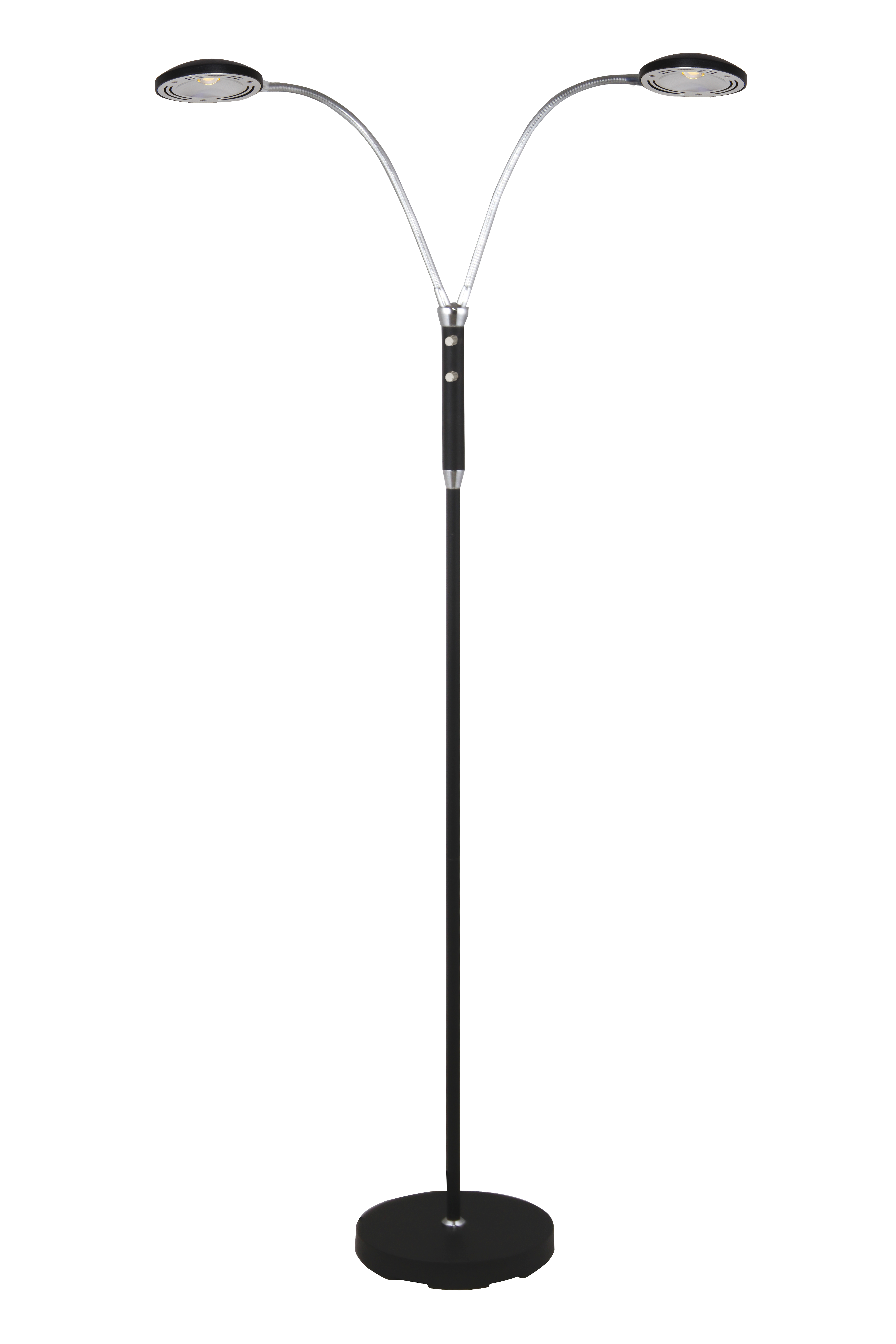 HERO golvlampa, dubbel, svart/krom - Aneta Lighting