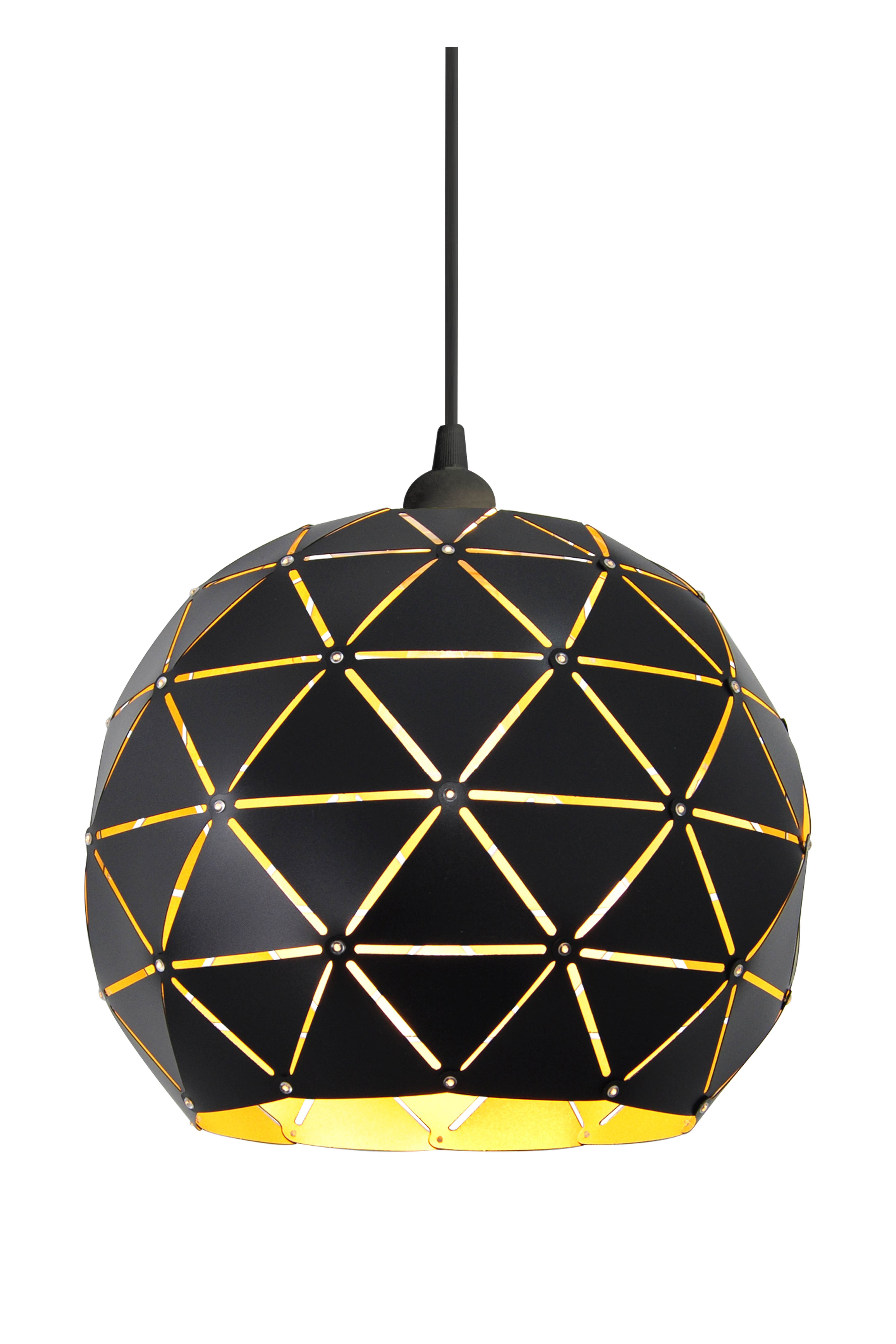 LATTICE taklampa 30cm rund, svart/guld insida - Aneta Lighting