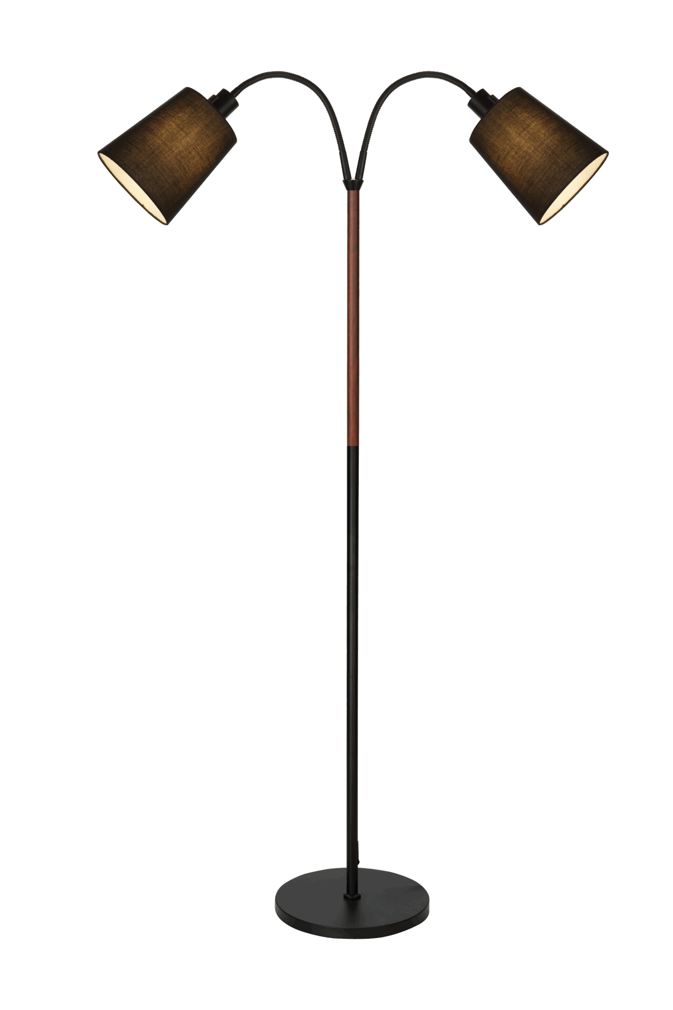 LJUSDAL golvlampa 2 - arm, svart/valnöt - Aneta Lighting - 3