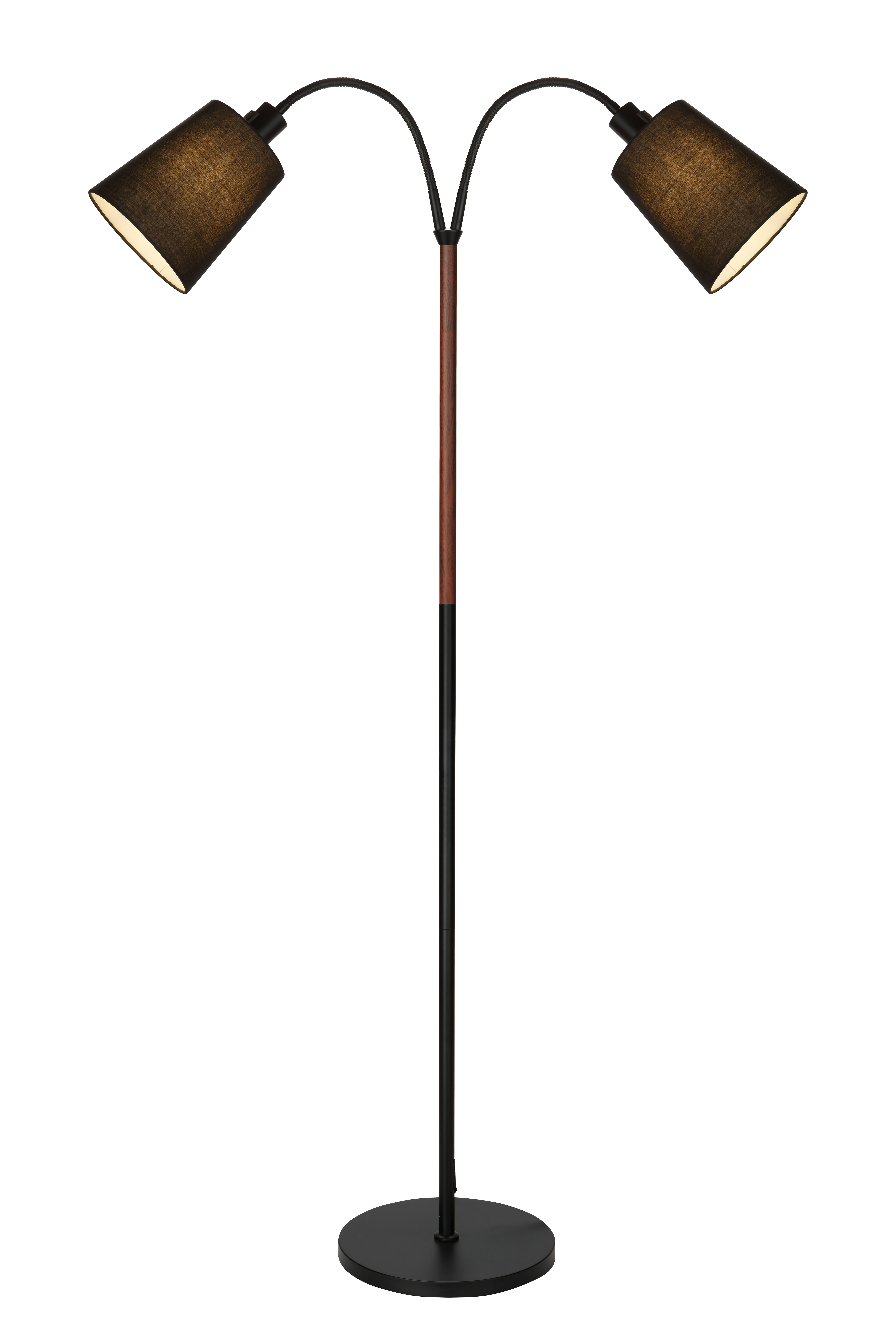 LJUSDAL golvlampa 2 - arm, svart/valnöt - Aneta Lighting