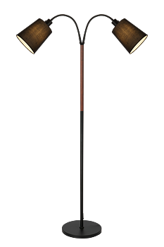 LJUSDAL golvlampa 2 - arm, svart/valnöt - Aneta Lighting