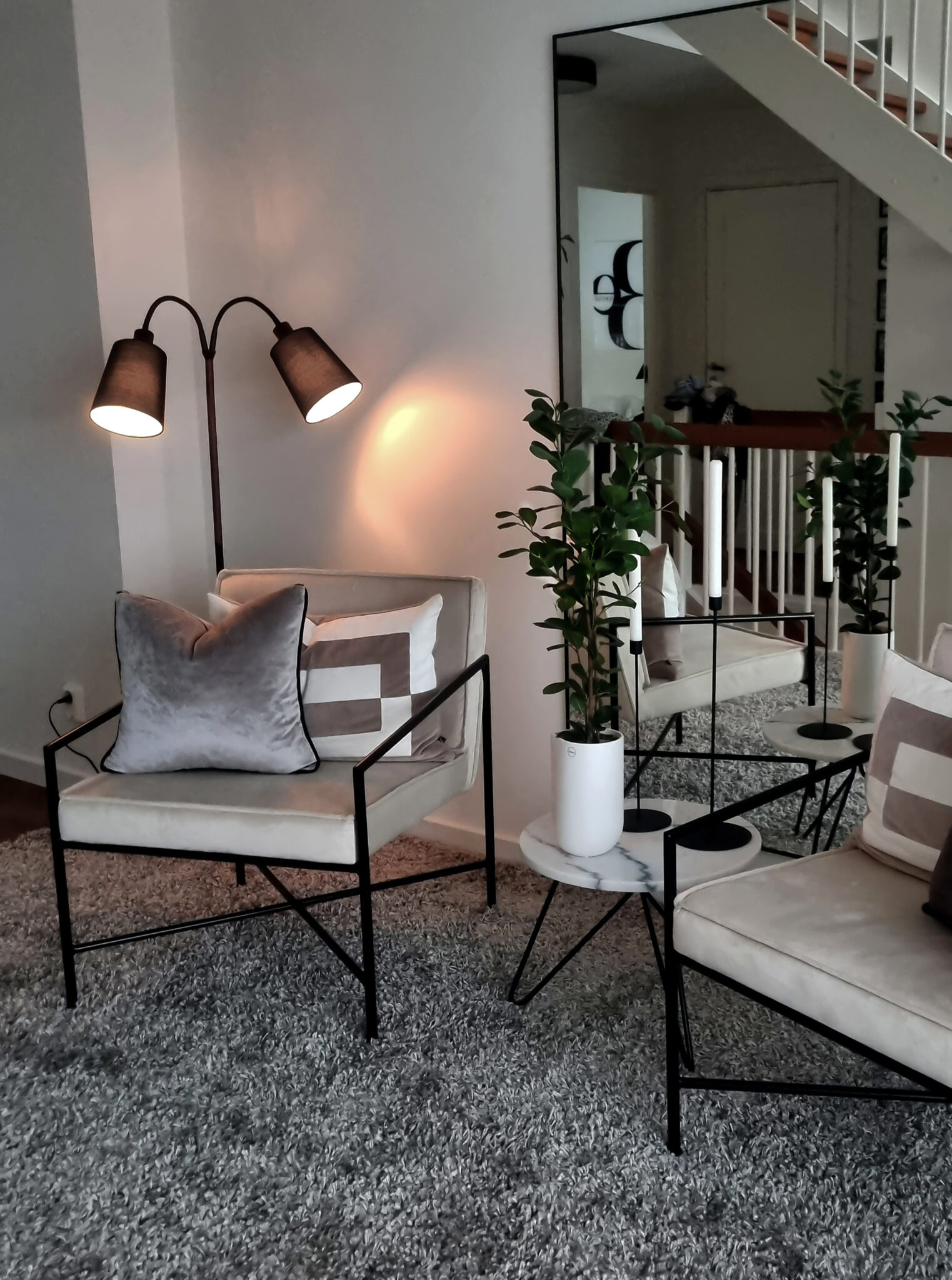LJUSDAL golvlampa 2 - arm, svart/valnöt - Aneta Lighting - 2
