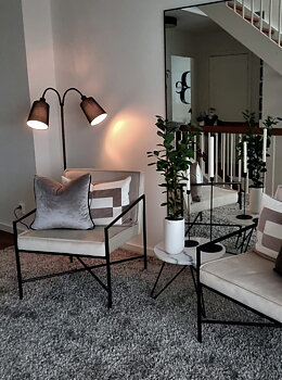 LJUSDAL golvlampa 2 - arm, svart/valnöt - Aneta Lighting