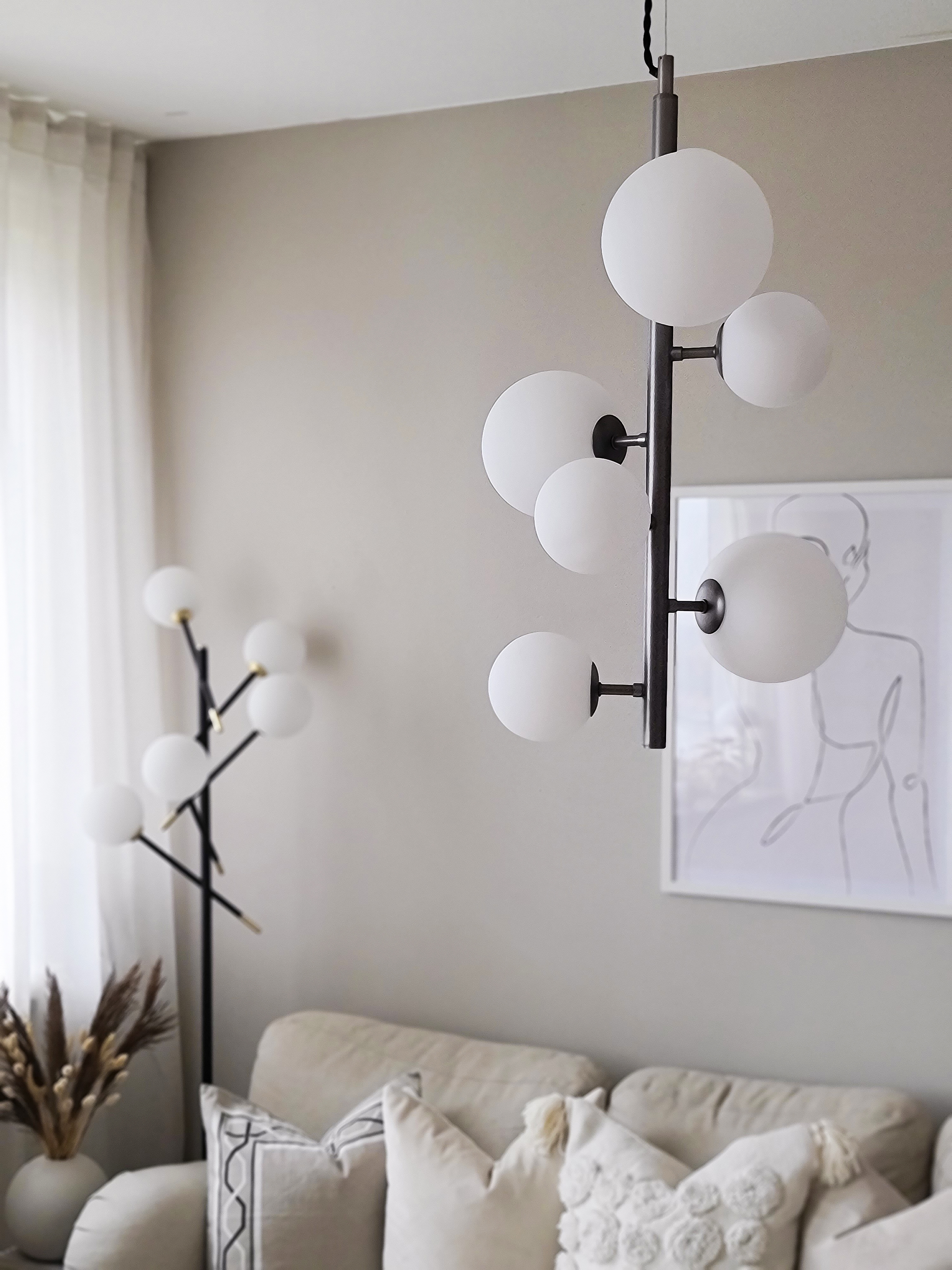 MOLEKYL taklampa lodrät, tenn/vit - Aneta Lighting - 3