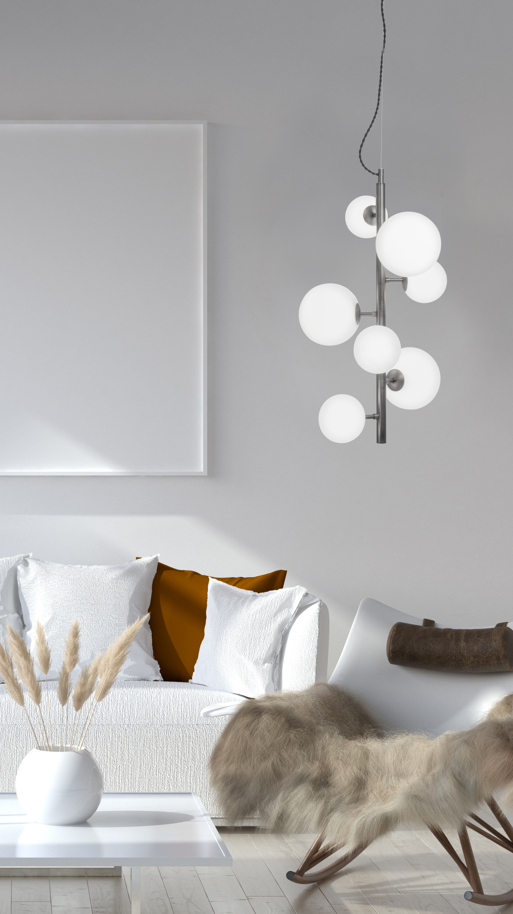 MOLEKYL taklampa lodrät, tenn/vit - Aneta Lighting - 2