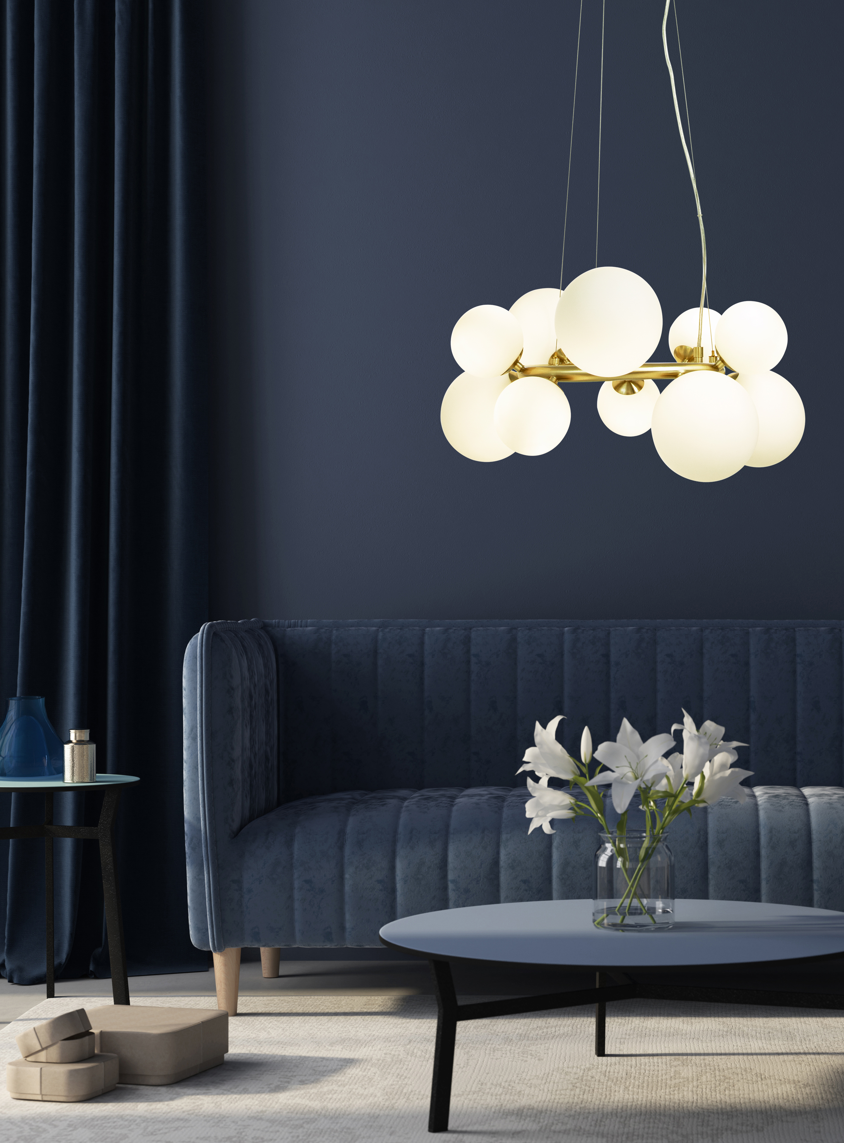 MOLEKYL taklampa rund, matt mässing/vit - Aneta Lighting