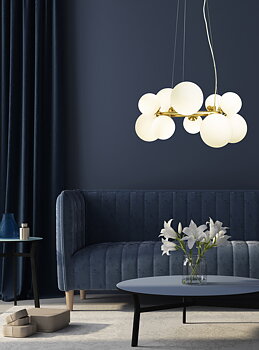MOLEKYL taklampa rund, matt mässing/vit - Aneta Lighting