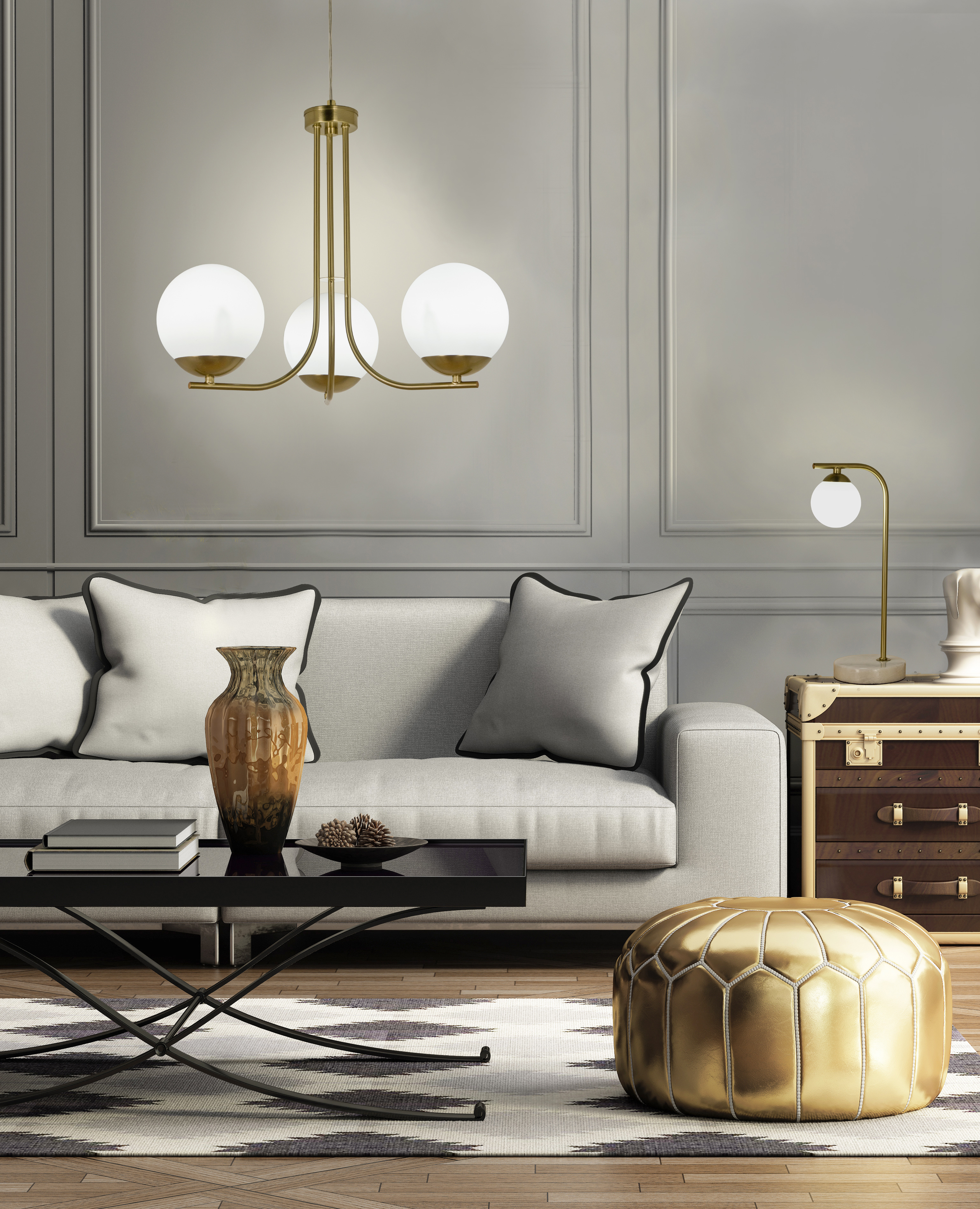 ORFEUS bordlampa, matt mässing/marmor - Aneta Lighting - 3