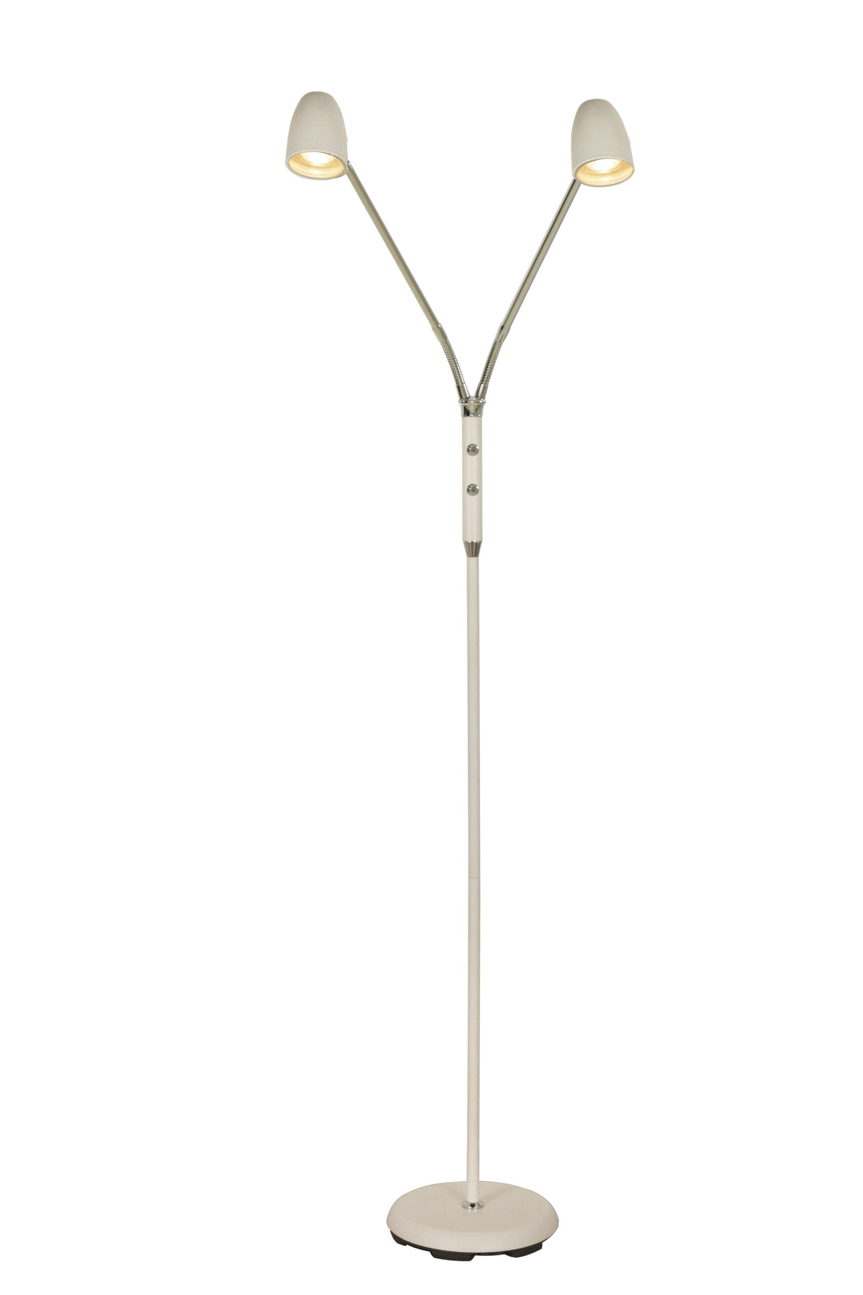 SANDNES golvlampa dubbel, vit/krom - Aneta Lighting