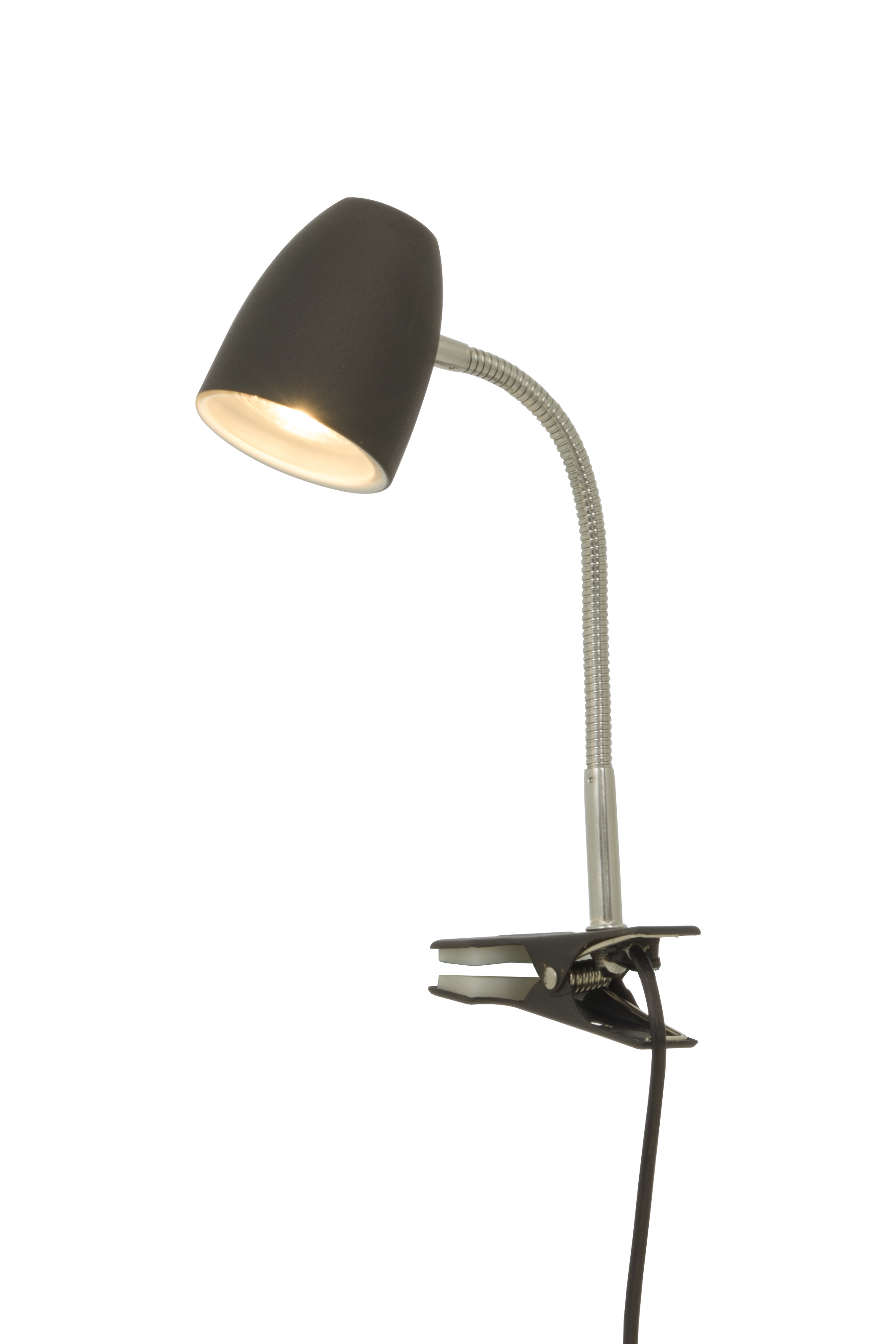 SANDNES klämlampa, svart/krom - Aneta Lighting