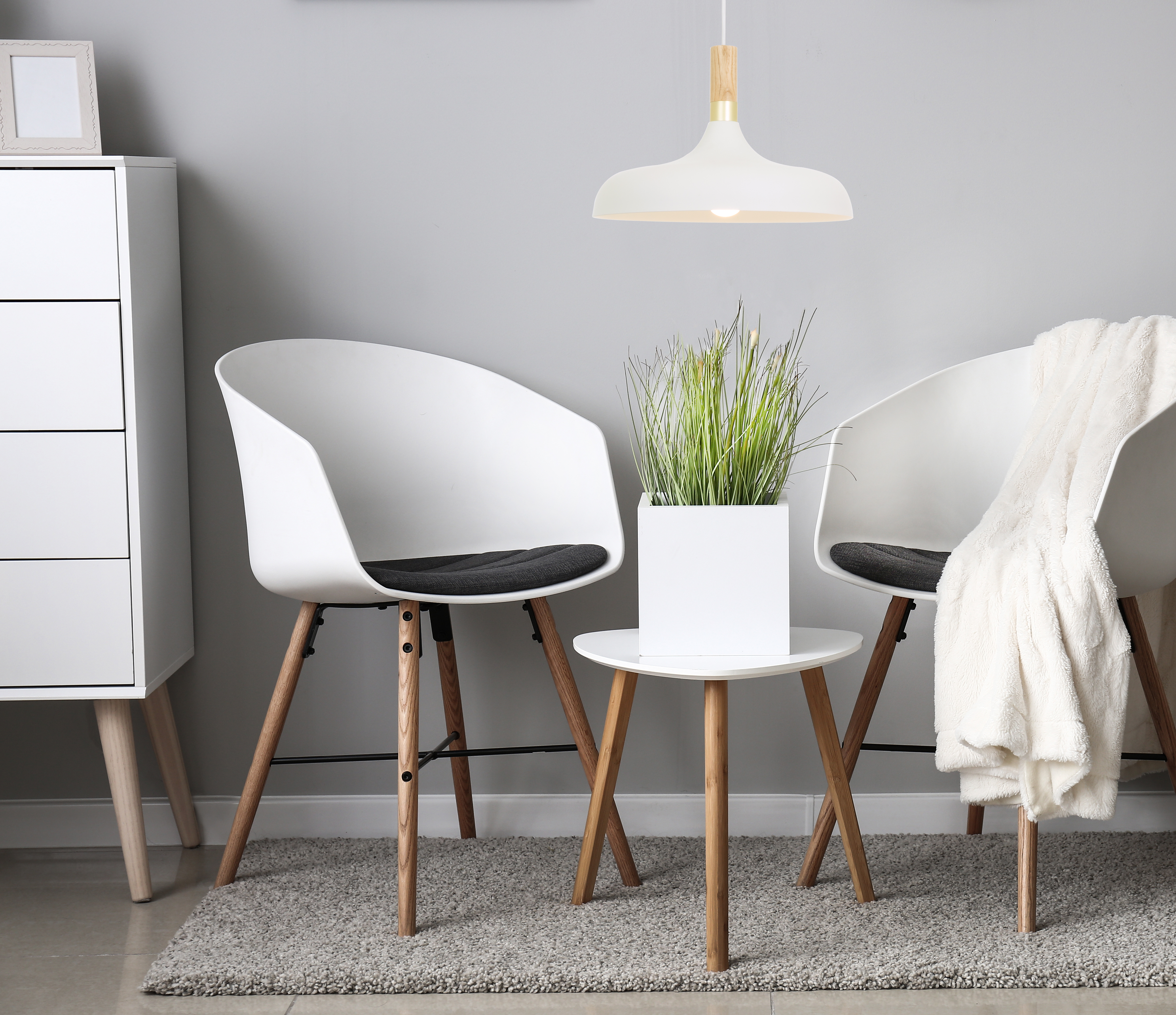 SENSE taklampa 34cm, vit/trä - Aneta Lighting - 2