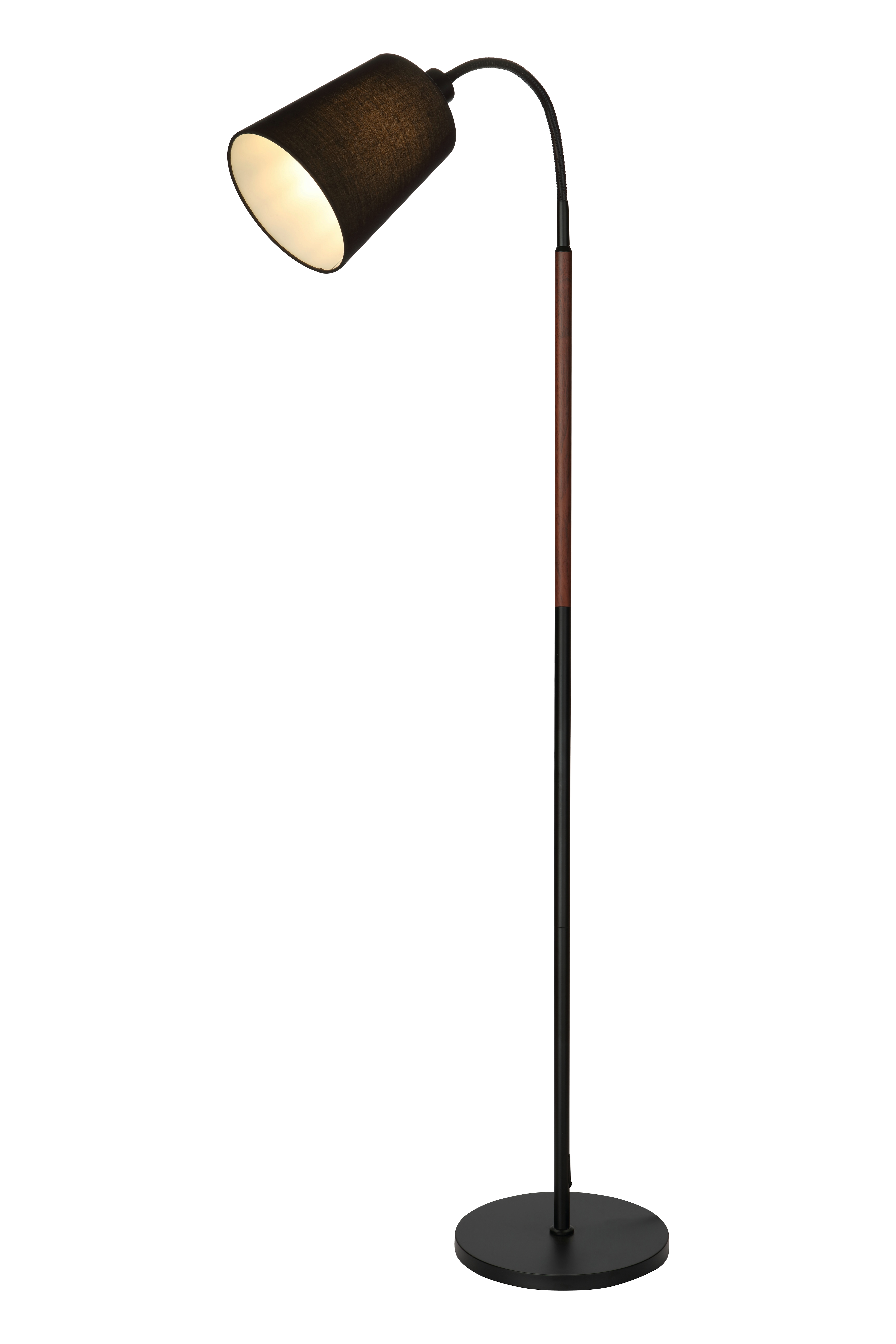 LJUSDAL golvlampa 1 - arm, svart/valnöt - Aneta Lighting - 2
