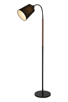 LJUSDAL golvlampa 1 - arm, svart/valnöt - Aneta Lighting