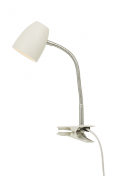SANDNES klämlampa, vit/krom - Aneta Lighting