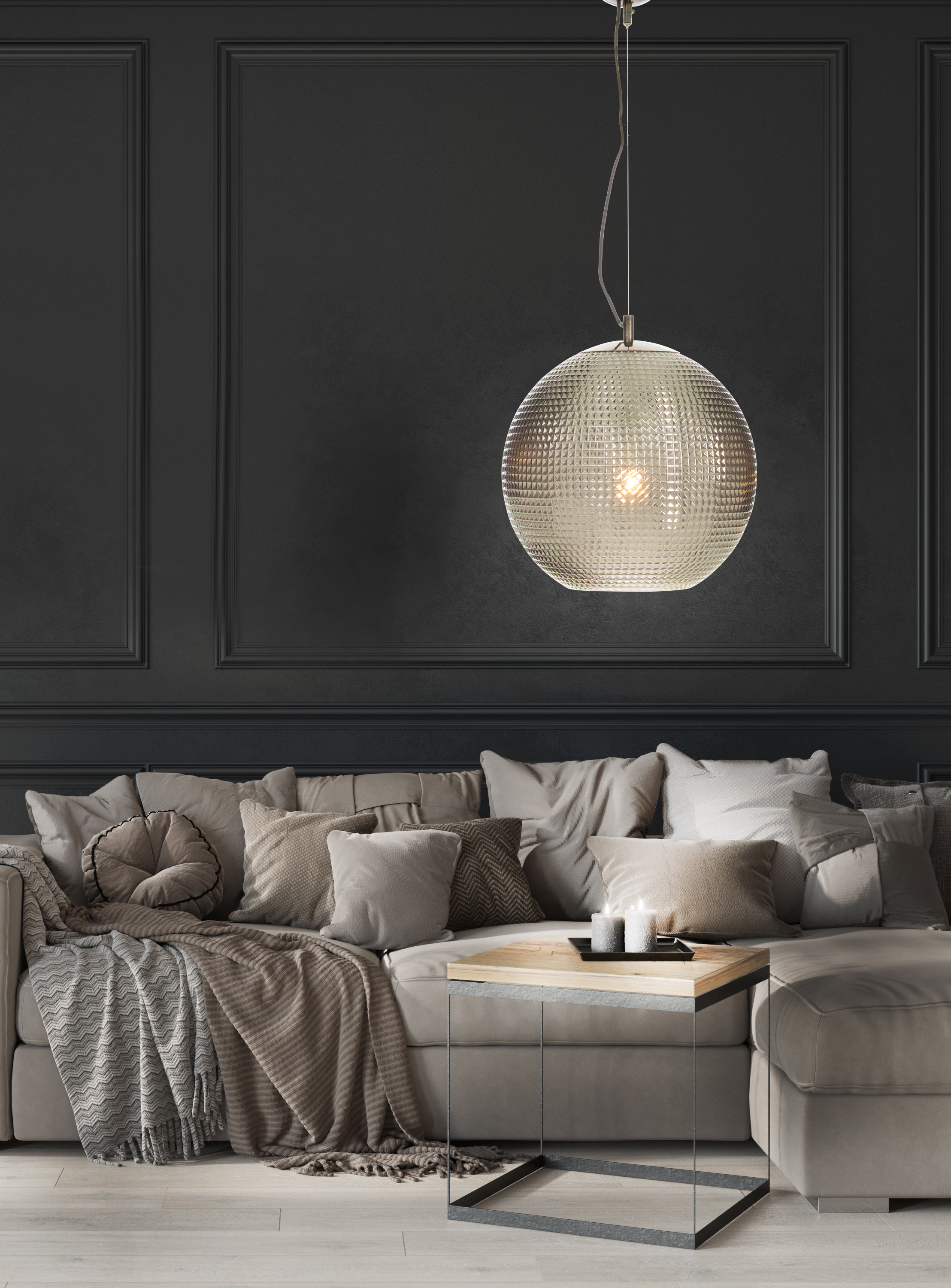 VEGAS taklampa, svartkrom glas - Aneta Lighting - 2